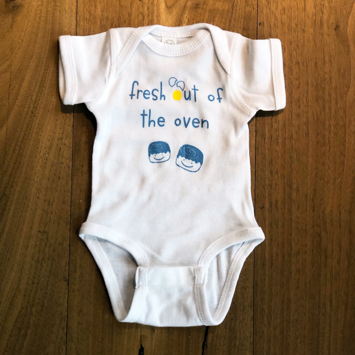 flour baby onesie - fresh out of the oven
