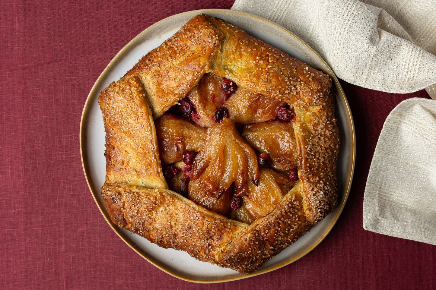 roasted pear + cranberry crostata with almond cream - Holidays 2023